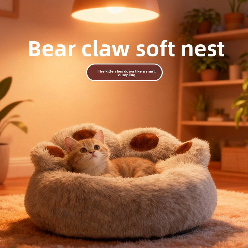 Soft Plush Bear Paw Pet House for Dogs and Cats